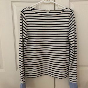 J CREW navy/white stripe long sleeve t-shirt, size XS